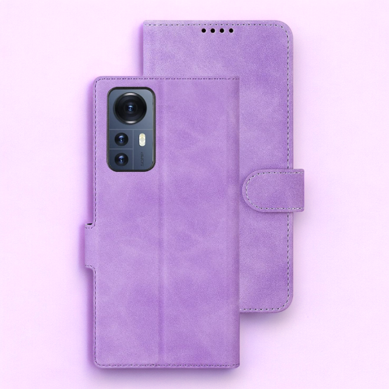 Preklopna torbica "Eastcco" za Xiaomi 12 (2022) – Infostyle – Svetlo roza / Umetno usnje + TPU silikon