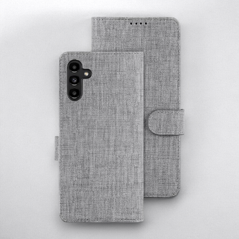 Preklopna torbica "Foluu Premium" za Samsung Galaxy A13 5G/ A04s – Siva / Ekološko usnje + TPU silikon