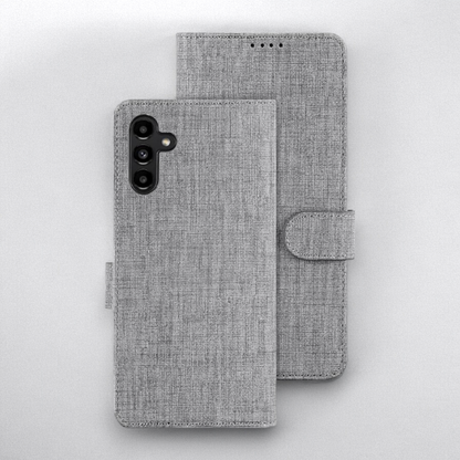 Preklopna torbica "Foluu Premium" za Samsung Galaxy A13 5G/ A04s – Siva / Ekološko usnje + TPU silikon
