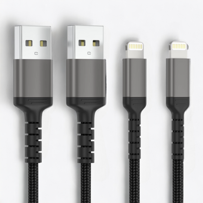 Polnilni in podatkovni kabel "Nylon Braided" 2m USB - lightning (2 kosa) – Adilift – Črna