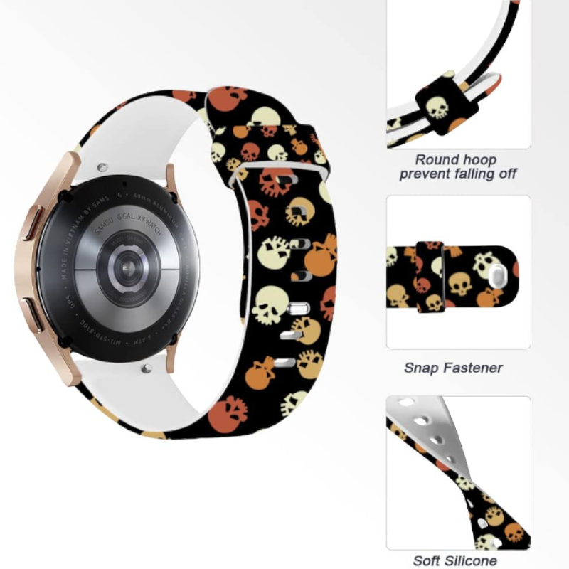 Silikonski pašček "Halloween" za Samsung Galaxy Watch 5/4 (40 / 44 mm)/ 3 (41mm)/Active 2 (40/44mm) – Infostyle – Črna /