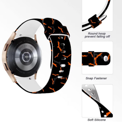 Silikonski pašček "Halloween" za Samsung Galaxy Watch 5/4 (40 / 44 mm)/ 3 (41mm)/Active 2 (40/44mm) – Infostyle – Črna /