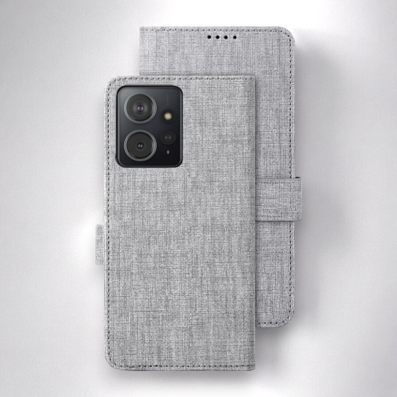 Preklopna torbica "Foluu Premium" za Xiaomi Redmi Note 12 4G – Siva / Ekološko usnje + TPU silikon
