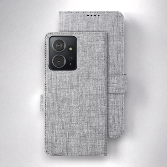 Preklopna torbica "Foluu Premium" za Xiaomi Redmi Note 12 4G – Siva / Ekološko usnje + TPU silikon