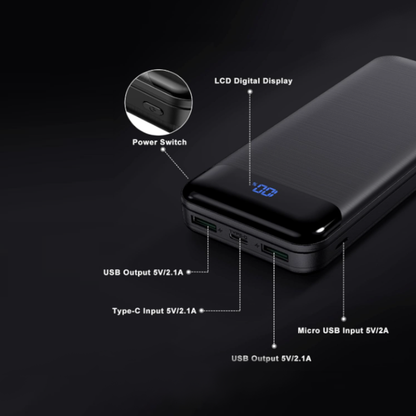 Polnilna postaja "P100" 16.000mAh z LCD zaslonom – Enerwow