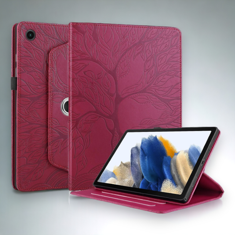 Preklopna torbica "Leaves" za tablični računalnik Samsung Galaxy Tab A8 10.5" 2021 – Infostyle – Rdeča / PC usnje + mikr
