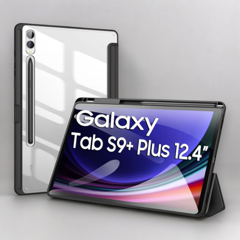 Preklopna torbica "Light" za tablični računalnik Samsung Galaxy Tab S9 Plus 12.4" 2023 – Infostyle – Črna / PC + TPU sil