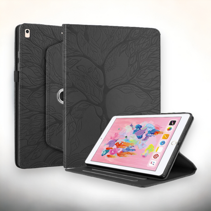 Preklopna torbica "Leaves" za tablični računalnik iPad 2017/2016/Air /Air 2 9.7" – Infostyle – Črna / PC usnje + mikrovl