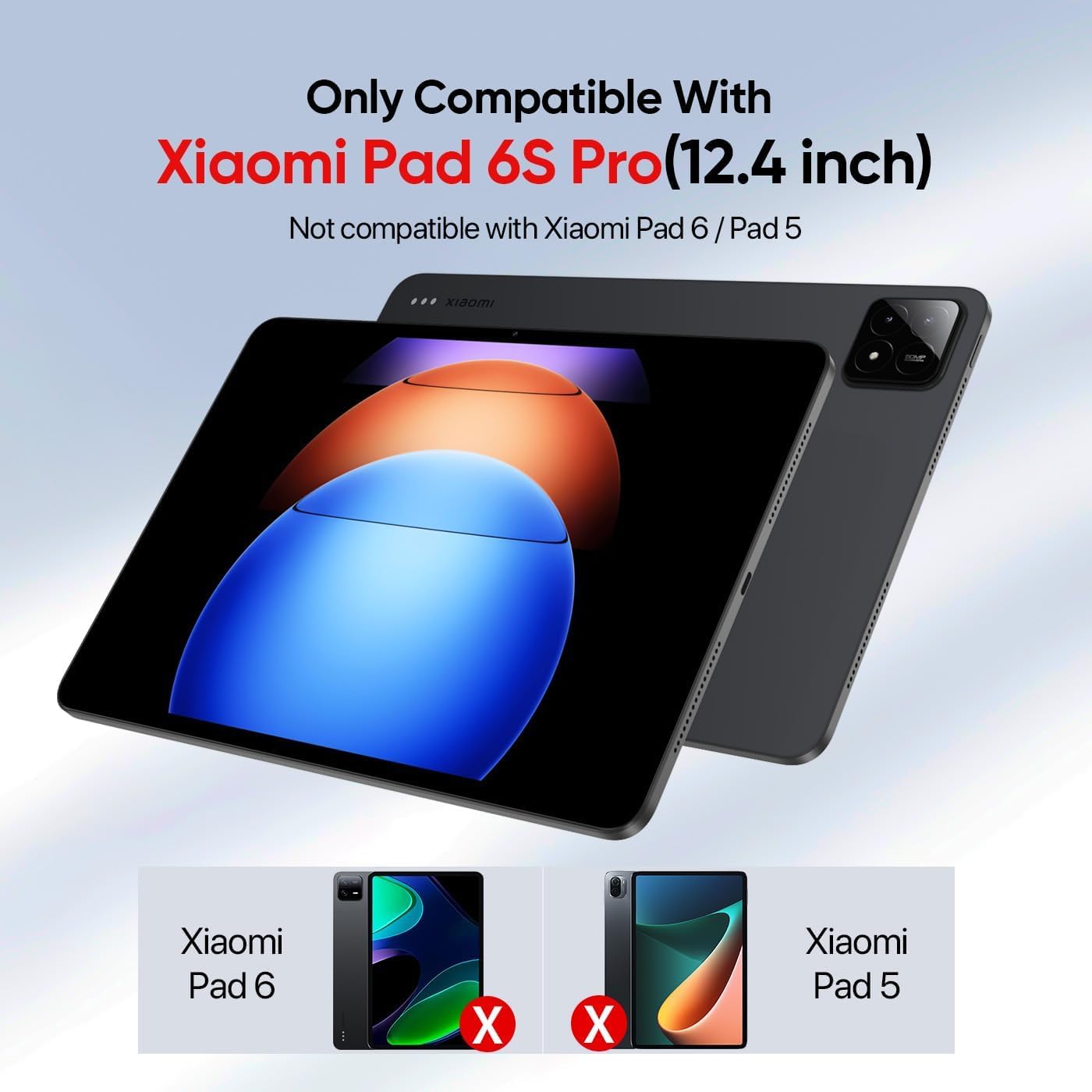KEDBBAO ovitek za Xiaomi Pad 6S Pro 12.4 - PU usnjen ovitek z držalom za pisalo rdeča