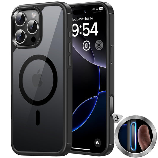 TAURI MagSafe ovitek za iPhone 16 Pro Max prozorna črna magnetni zaščitni ovitek