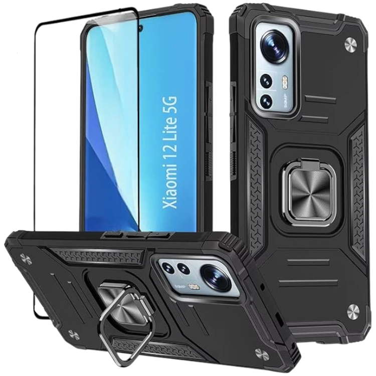 Ovitek + zaščitno steklo za Xiaomi 12 Lite 5G – KANSI – Črna
