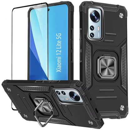 Ovitek + zaščitno steklo za Xiaomi 12 Lite 5G – KANSI – Črna