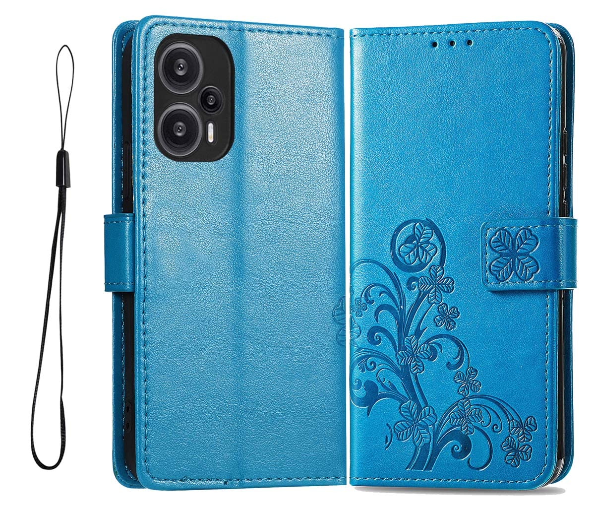 GOKEN preklopna torbica Xiaomi Poco F5 – denarnica, magnetna, moder vzorec