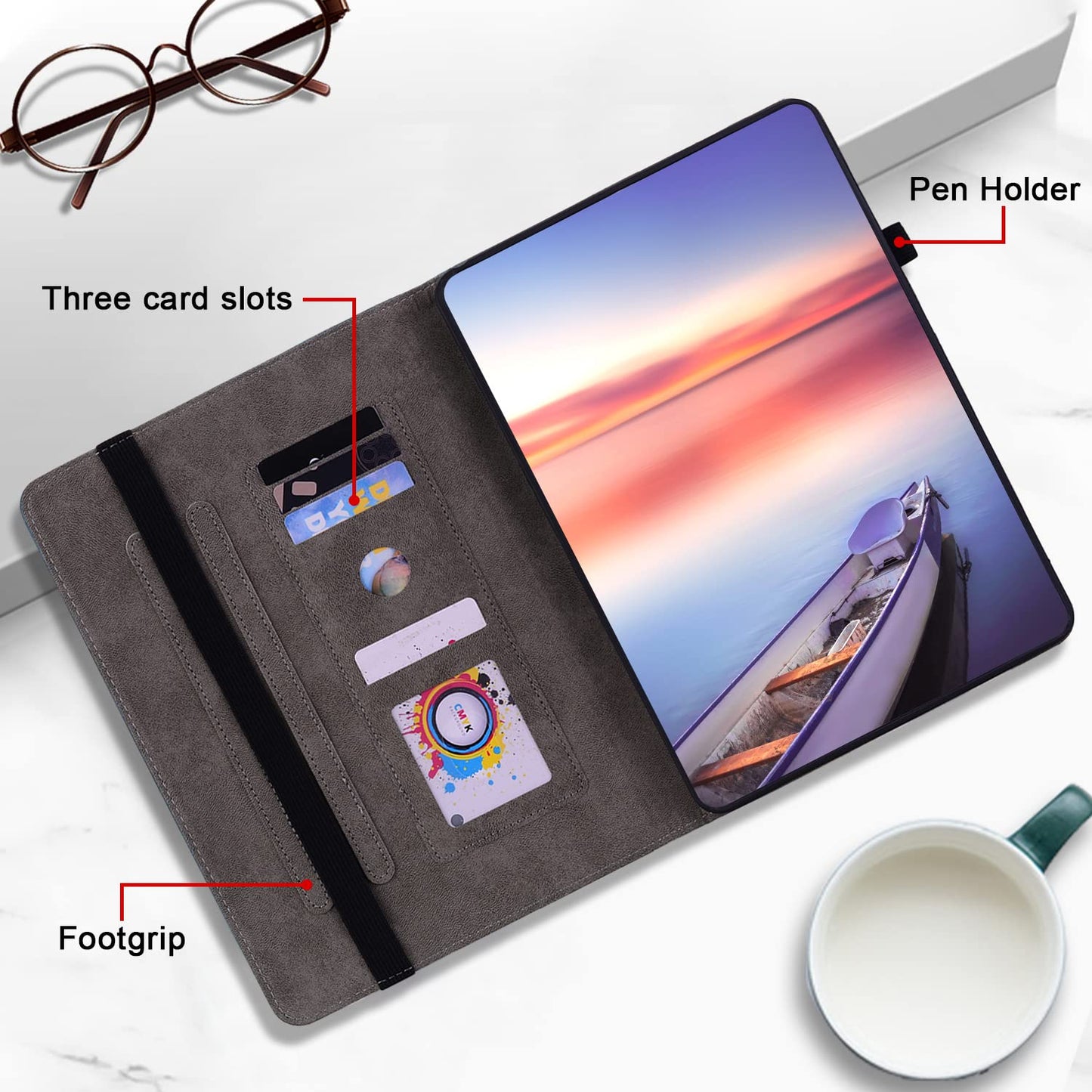 KEDBBAO ovitek za Xiaomi Pad 6S Pro 12.4 - PU usnjen ovitek z držalom za pisalo rdeča