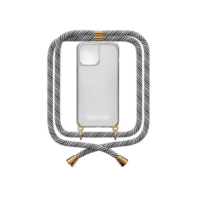 Ovitek z vrvico "NECKLACY®" z zaščito za kamero za iPhone 15 Pro – Bela