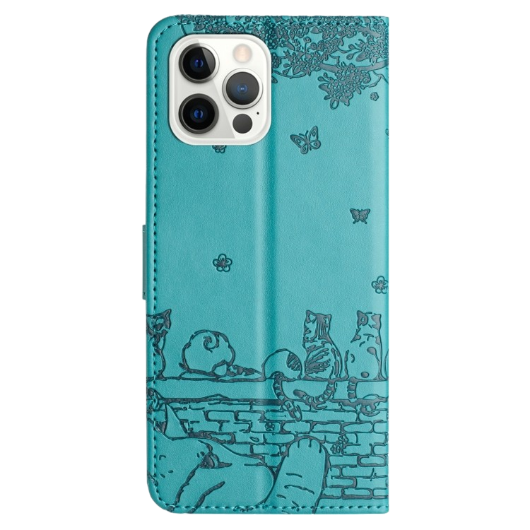 Preklopna torbica "cat" za iPhone 15 Pro, modra – Infostyle