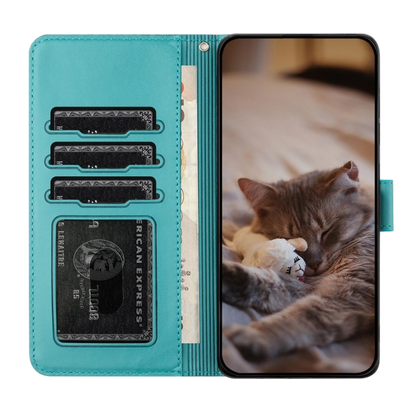 Preklopna torbica "cat" za iPhone 15 Pro, modra – Infostyle
