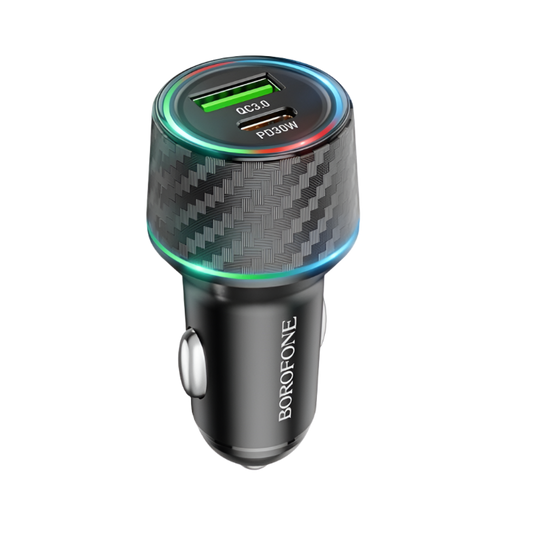 Avto polnilec USB + Type C 48W – Borofone – Prozorna