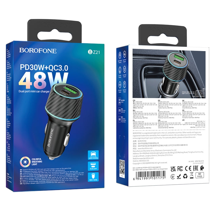 Avto polnilec USB + Type C 48W – Borofone