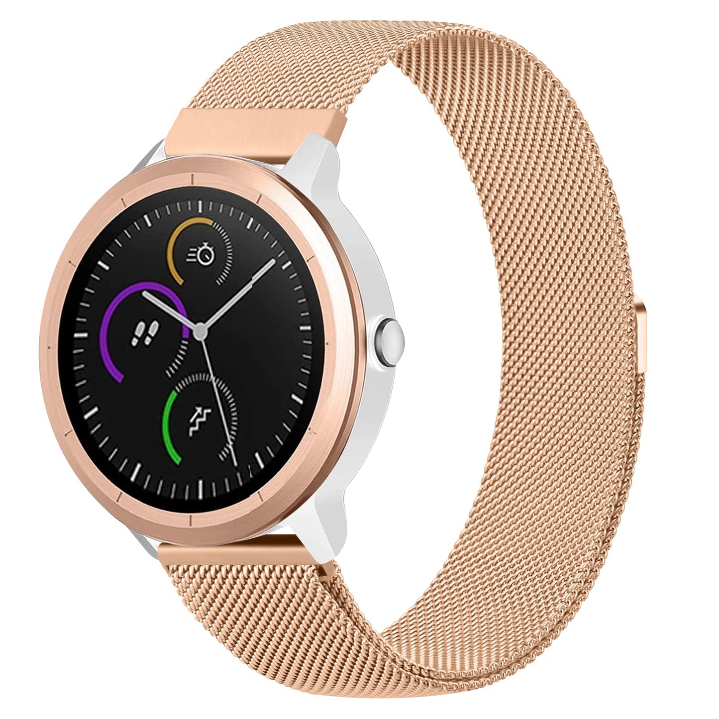 Mugust 20mm Metal Strap for Garmin – Magnetic Stainless Steel Band