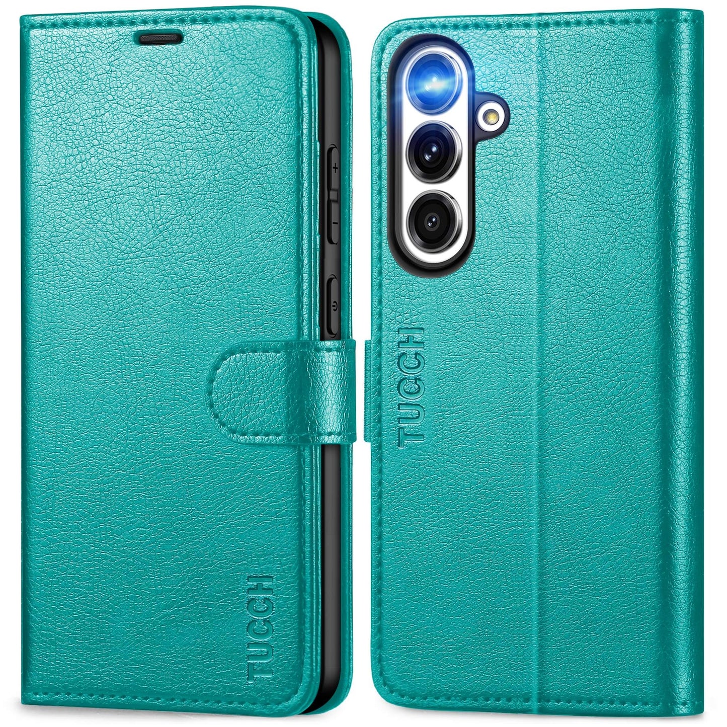 Preklopna torbica Samsung Galaxy S25 Plus cijan | RFID zaščita in reže za kartice