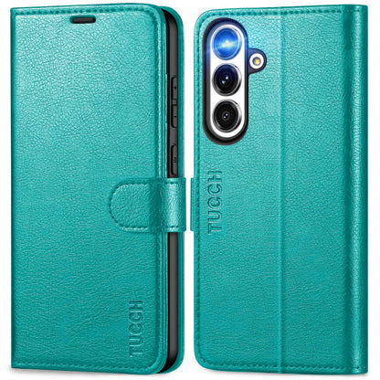 Preklopna torbica Samsung Galaxy S25 Plus cijan | RFID zaščita in reže za kartice