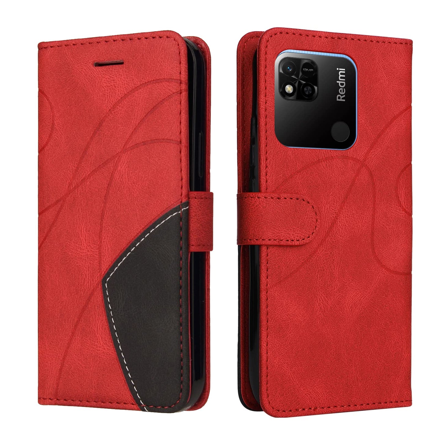 Preklopna torbica za Xiaomi Redmi 10A iz umetnega usnja – rdeča