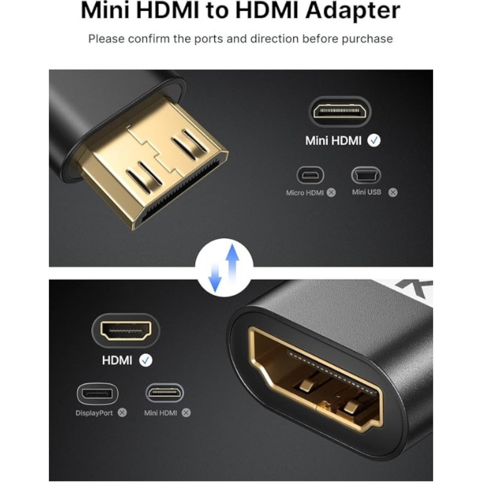 Adapter Mini HDMI na HDMI, črna – JSAUX
