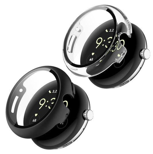 GIOPUEY zaščitni ovitek za Google Pixel Watch 1/2/3 41 mm – 2 komplet (črna + prozorna)