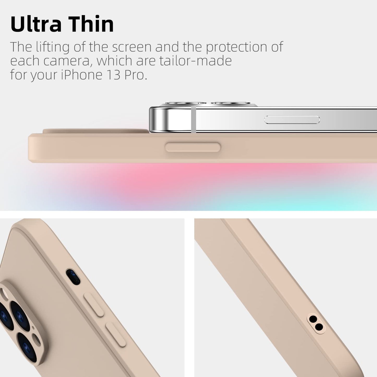 ElestBela silikonska maskica za iPhone 13 Pro – ultra tanka zaštitna maskica s mikrovlaknima (kaki)