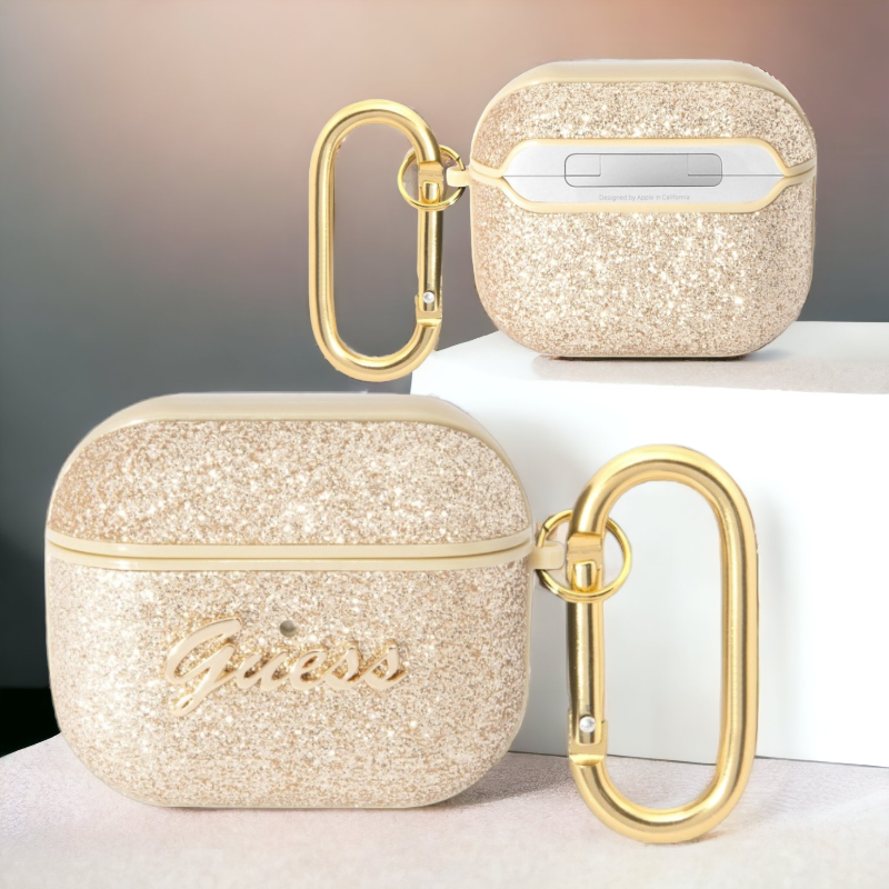 Original Guess etui "Glitter Flakes" za slušalke AirPods 3 (GUA3HGGSHD) – Zlata