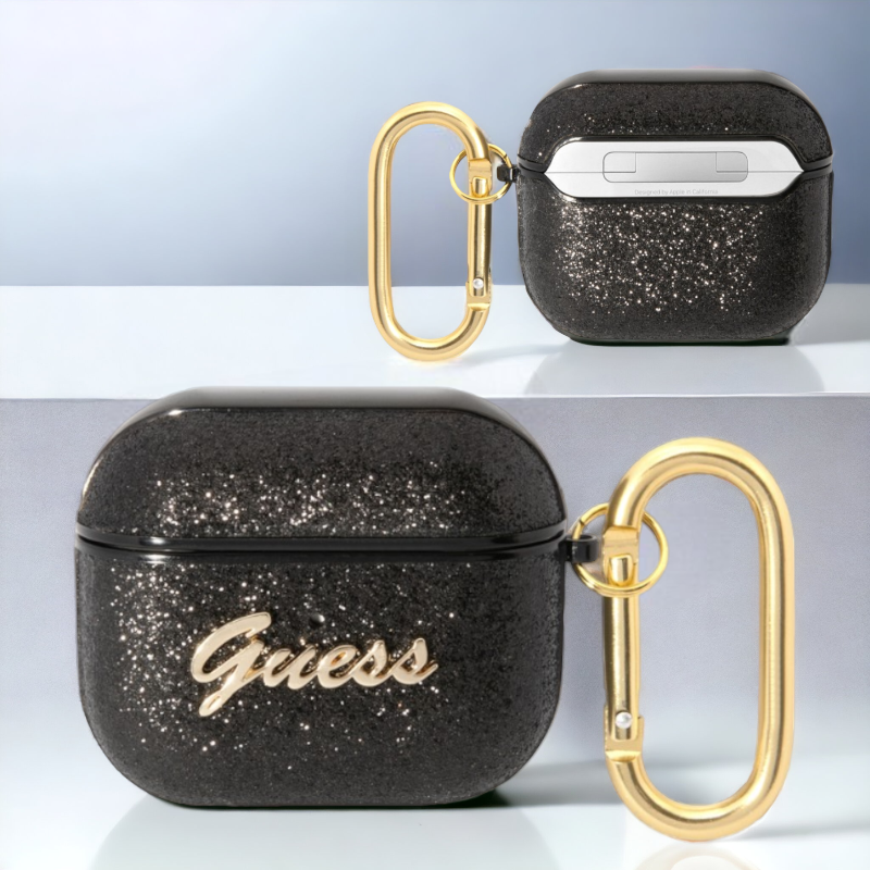 Original Guess etui "Glitter Flakes" za slušalke AirPods 3 (GUA3HGGSHK) – Črna