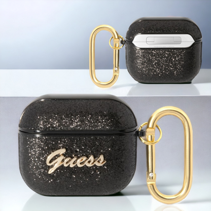 Original Guess etui "Glitter Flakes" za slušalke AirPods 3 (GUA3HGGSHK) – Črna