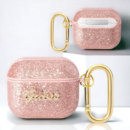 Original Guess etui "Glitter Flakes" za slušalke AirPods 3 (GUA3HGGSHP) – Svetlo roza