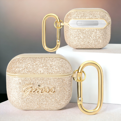 Original Guess etui "Glitter Flakes" za slušalke AirPods PRO (GUAPHGGSHD) – Zlata