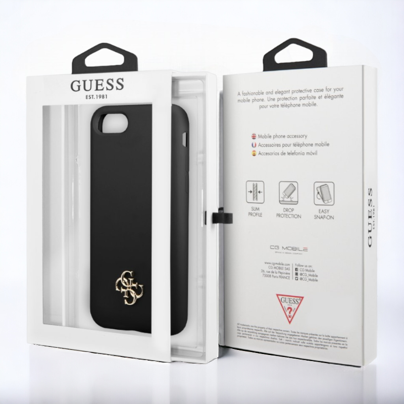 Ovitek Guess "black mini 3D logo" za iPhone SE2020 / SE2022 / SE2023 (GUHCI8S4LK)