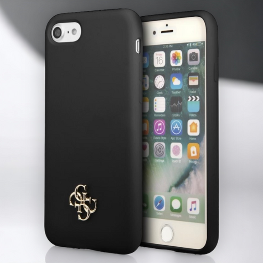 Ovitek Guess "black mini 3D logo" za iPhone 7 / 8 (GUHCI8S4LK) – Črna / TPU silikon