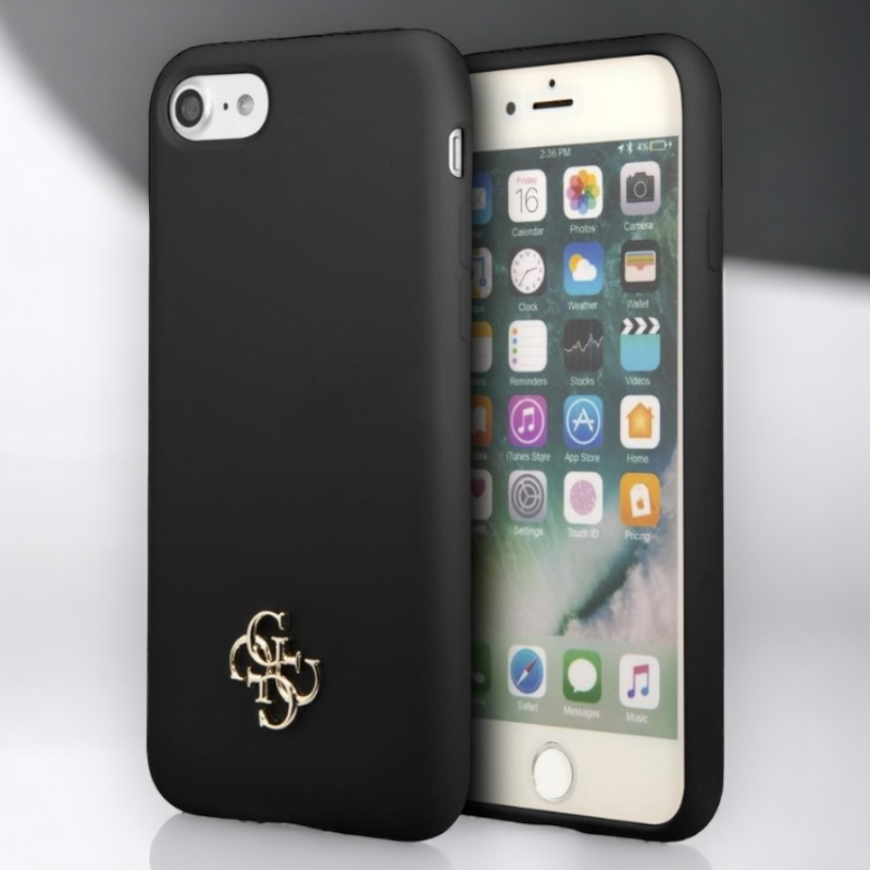 Ovitek Guess "black mini 3D logo" za iPhone SE2020 / SE2022 / SE2023 (GUHCI8S4LK) – Črna / TPU silikon