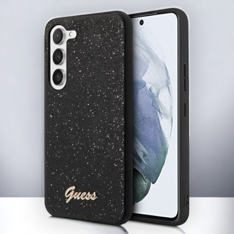 Ovitek Guess "Glitter black" za Samsung Galaxy S23 (GUHCS23SHGGSHK) – Črna / PC + TPU silikon