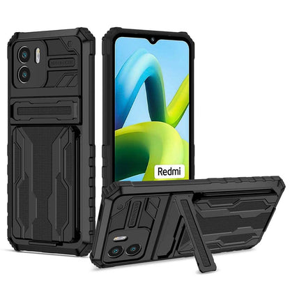 HAOYE ovitek za Xiaomi Redmi A1 – hibridni PC+TPU oklepni ovitek s stojalom, črn