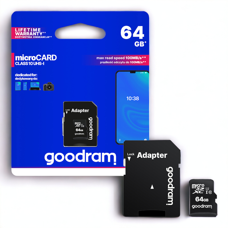 Pomnilniška kartica micro 64GB z adapterjem - UHS-I Class 10 – Goodram
