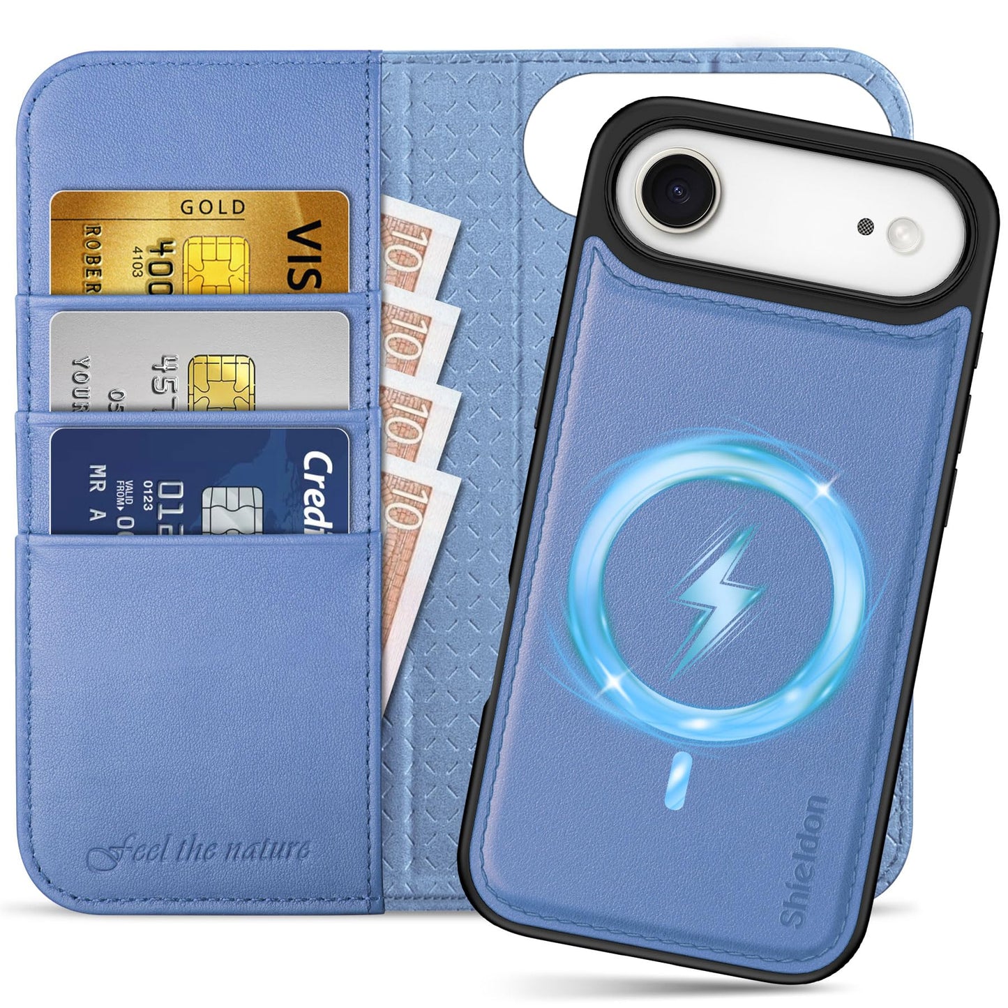 SHIELDON snemljiv ovitek denarnica iPhone 17 Air vijolična MagSafe