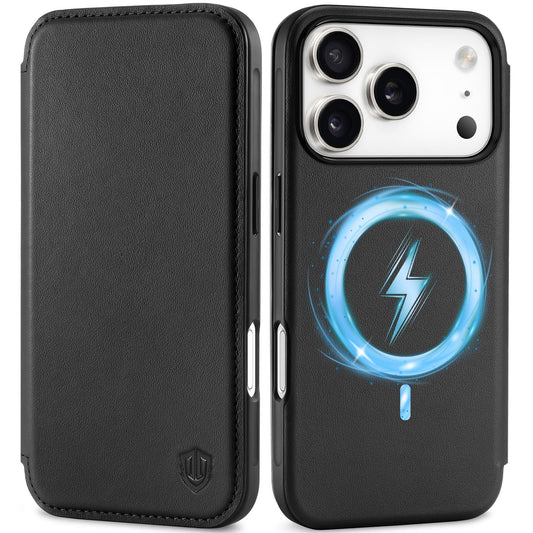 SHIELDON-usnjena-preklopna-torbica-za-iPhone-17-Pro-crna:Preklopna-usnjena-torbica-SHIELDON-za-iPhone-17-Pro-crna  