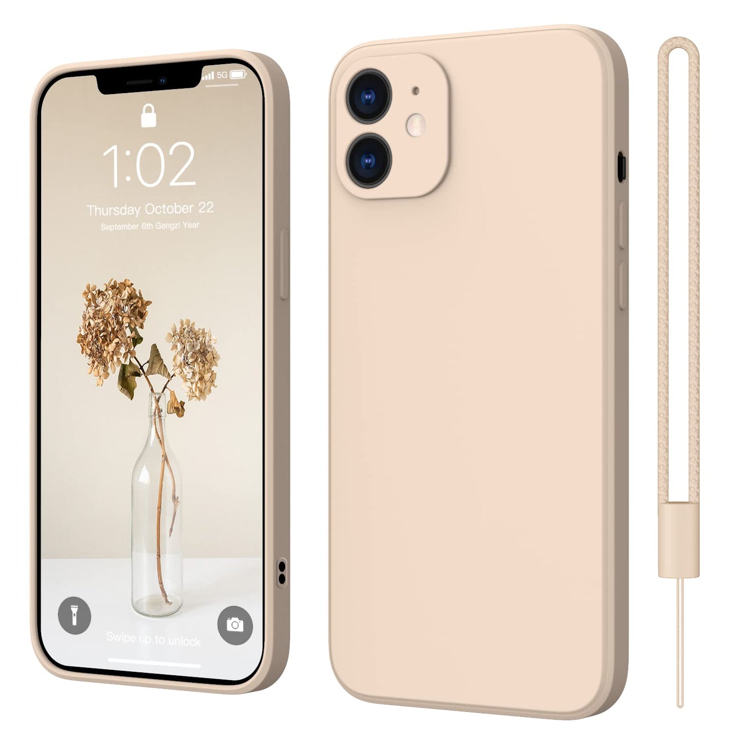 ElestBela Silicone Case for iPhone 12 - Ultra Thin Protective Case with Microfiber (Khaki)
