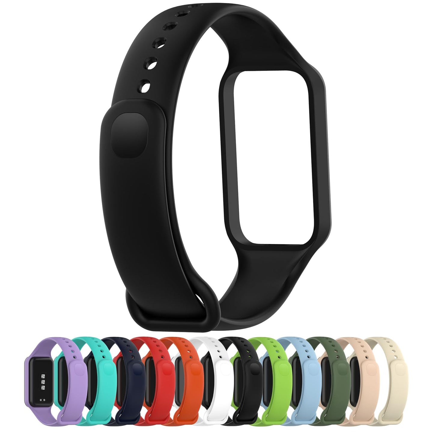 LOKEKE silikonski pašček za Xiaomi Band 8 Active / Redmi Band 2 -črna