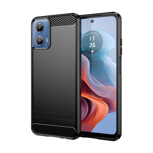 RanTuo Carbon silikonski ovitek za Motorola Moto G34 – TPU zaščita z videzom karbona, črna