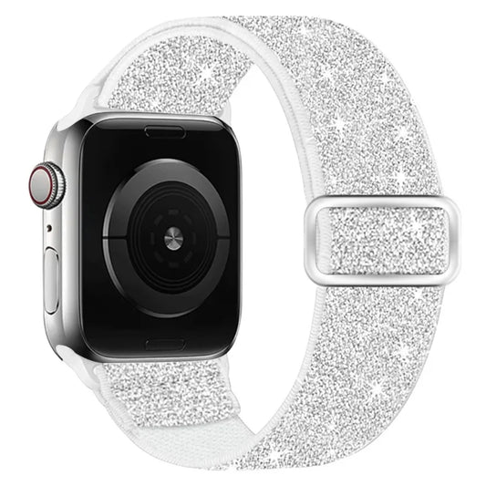 Elastični najlonski pašček (glitter) za Fitbit Versa 2 / Versa Lite SE – bela