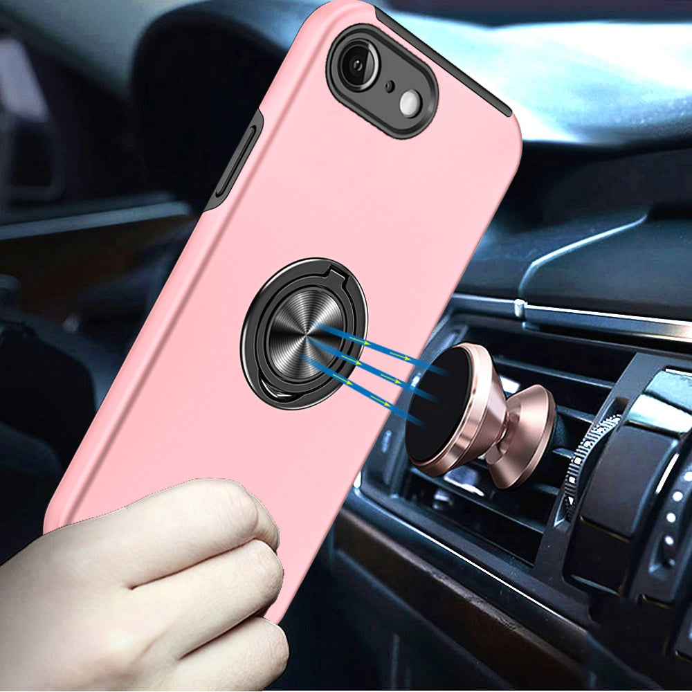 AOUIA ovitek z ring stojalom za iPhone SE/7/8 (2020/2022), roza, zaščita proti udarcem in magnetni nosilec