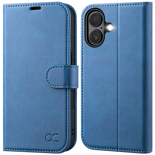 OCASE preklopni ovitek za iPhone 16, sv. modra, tanek, zaščita naprave
