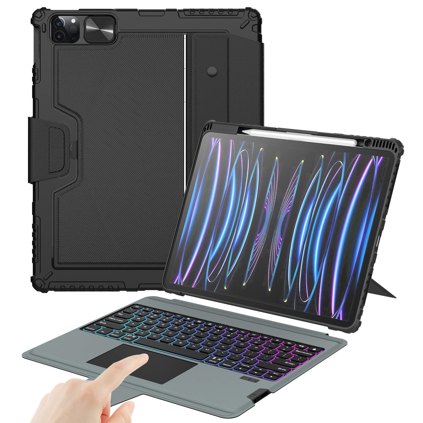 Nillkin ovitek s tipkovnico iPad Pro 12,9 2018-2022 iPad Air 13 2024 črna